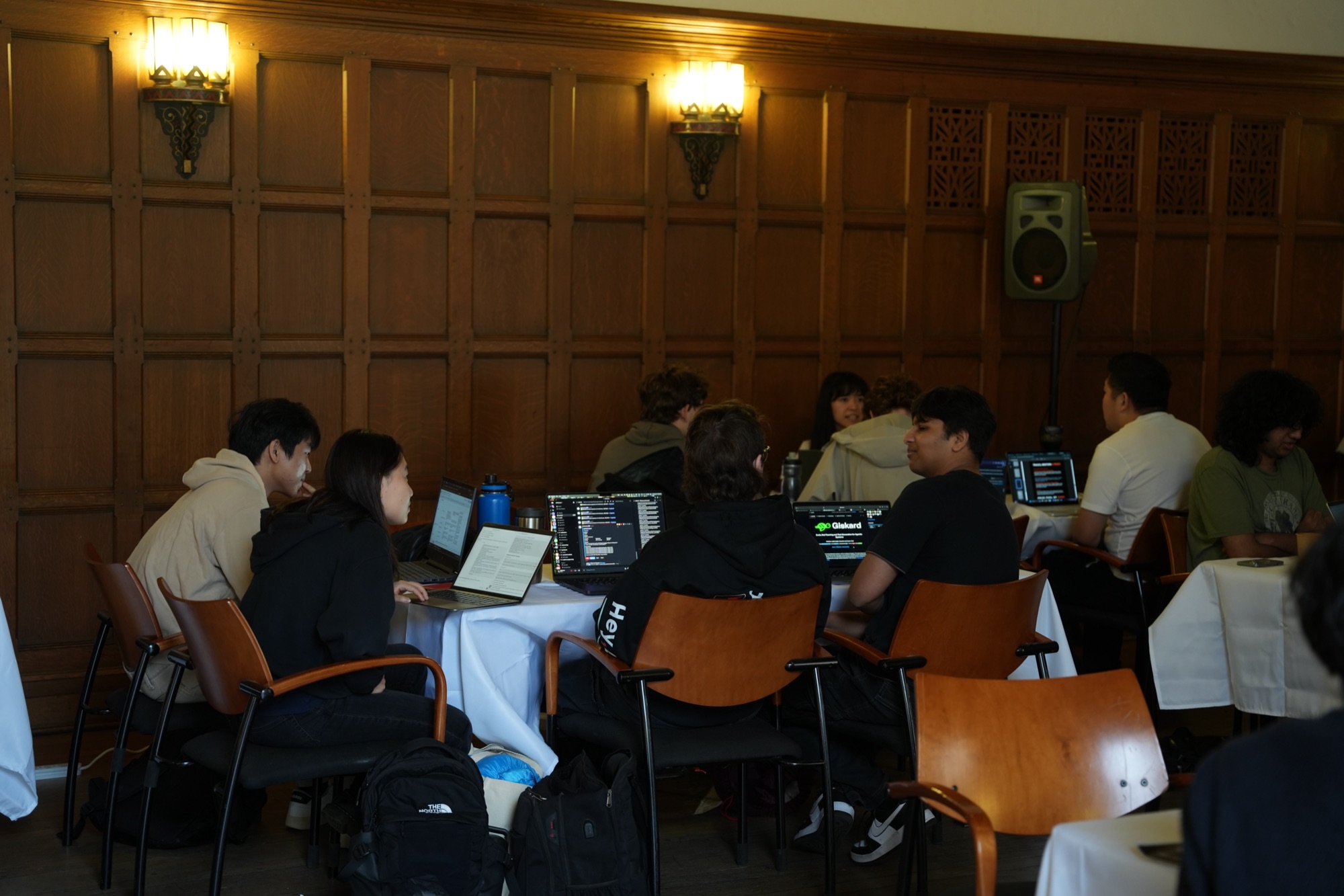 Teams building inside the Dabney Hall lounge