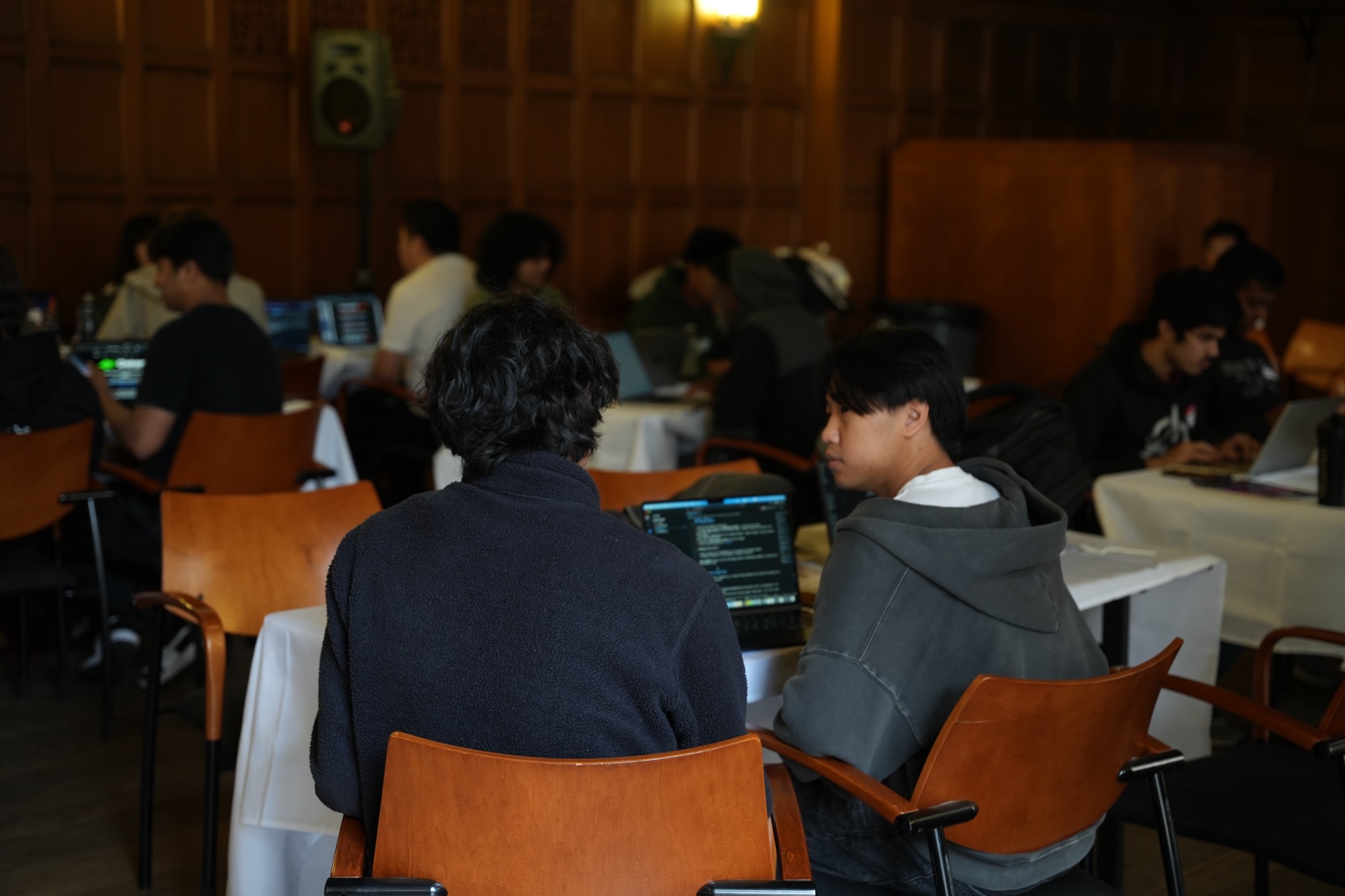 Hackers deep in code in Dabney Hall
