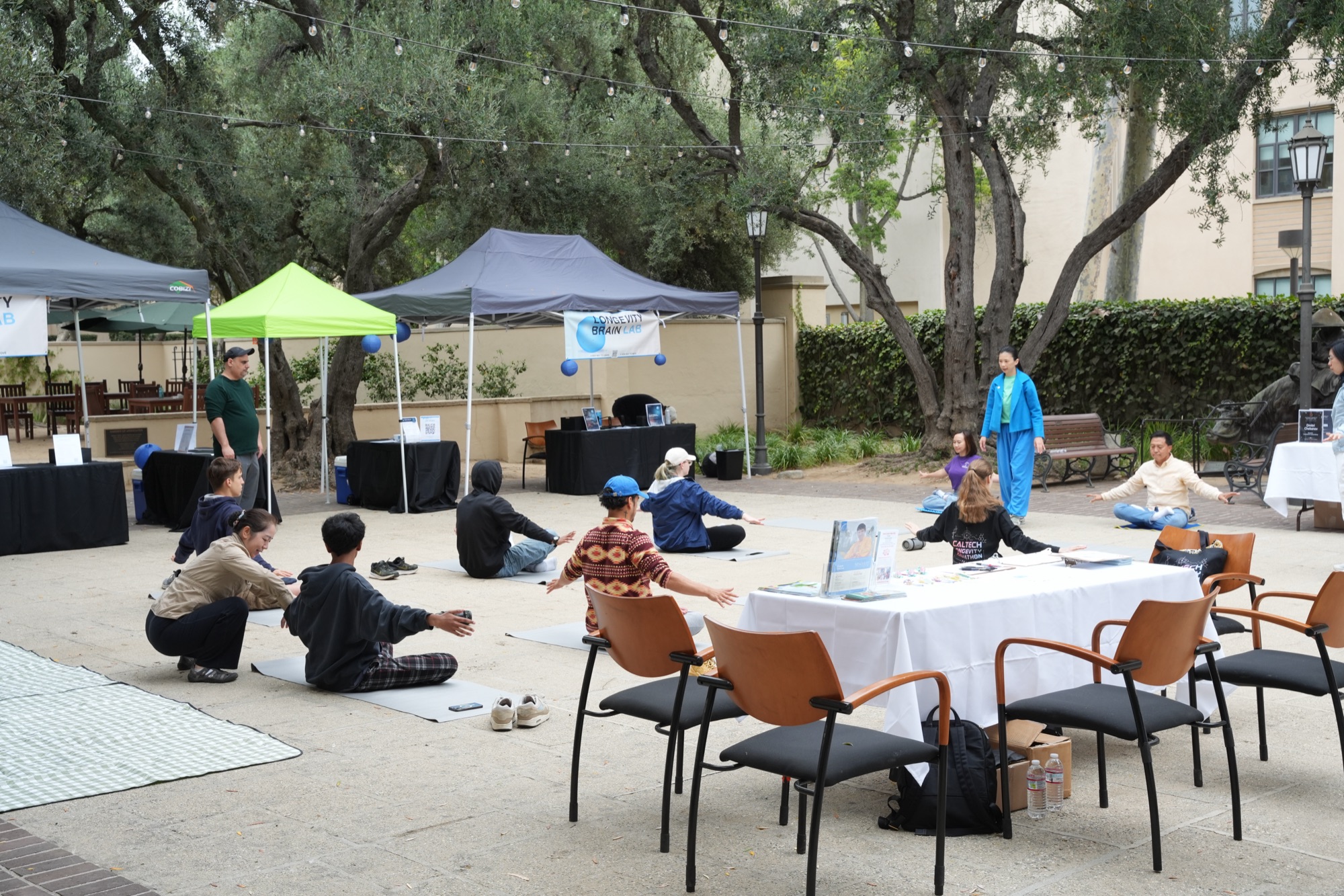 Morning meditation circle on Demo Day