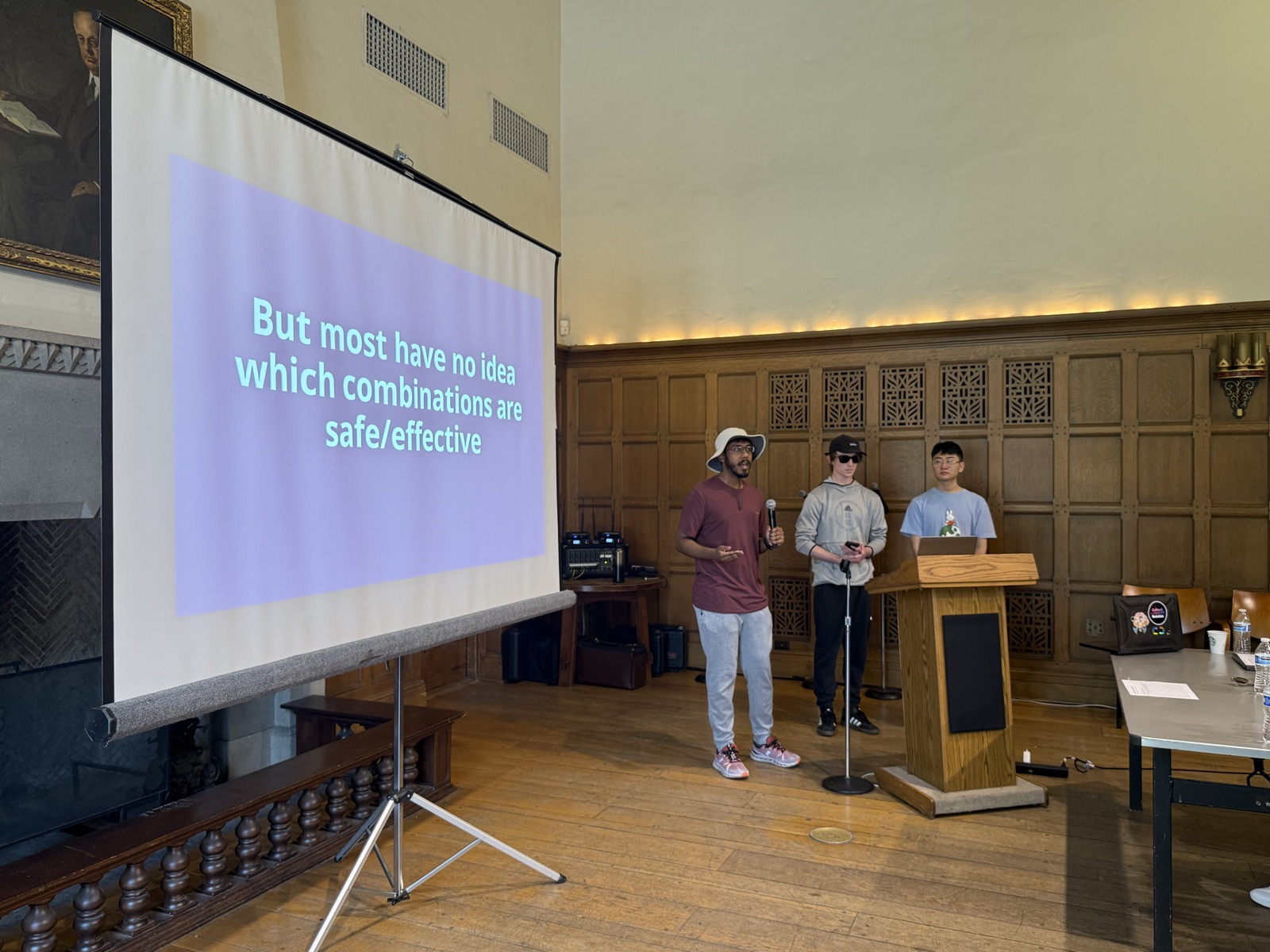 Team presenting their longevity supplement safety project